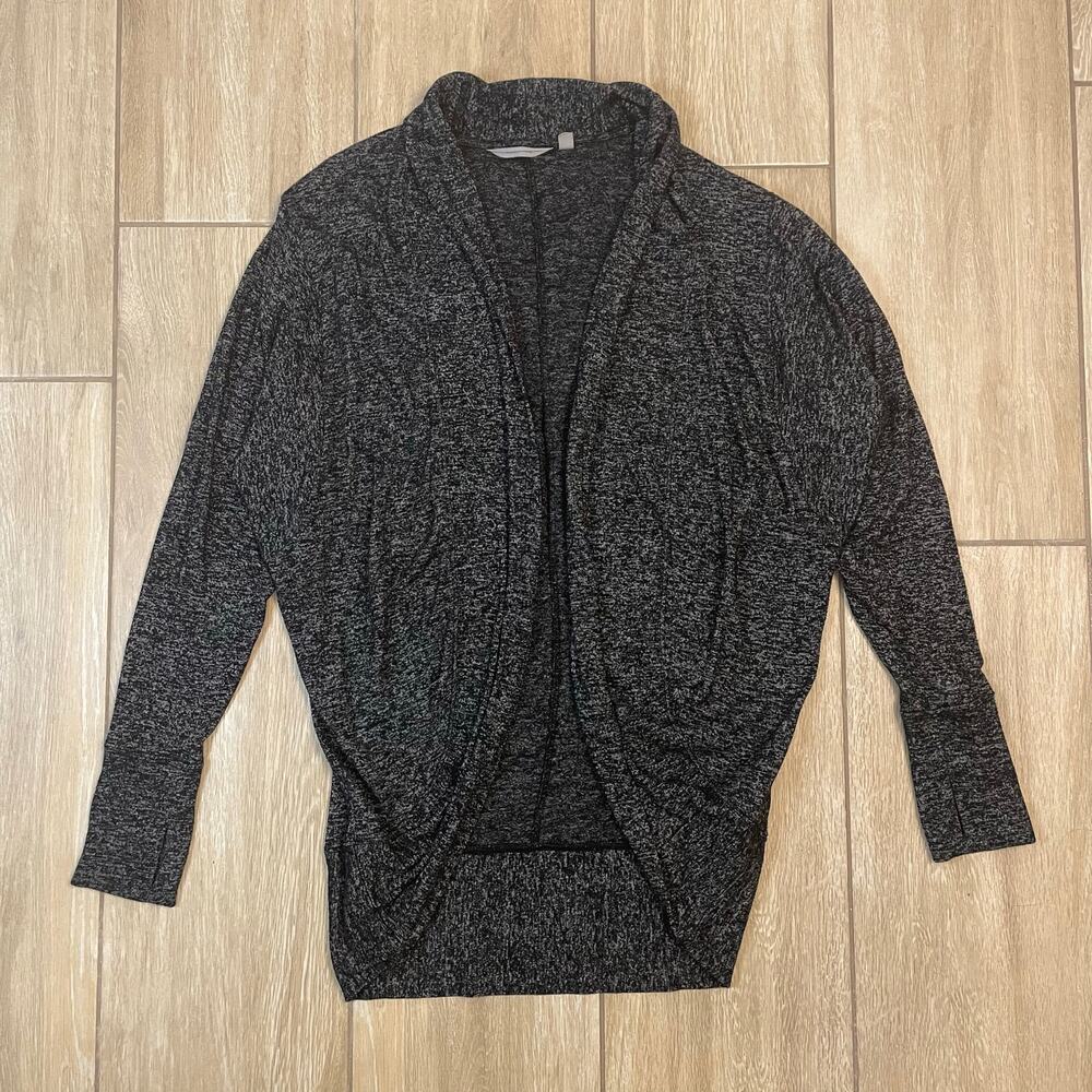 Athleta Open Front Cardigan Womens Medium Gray Heather Draped Cozy Wrap